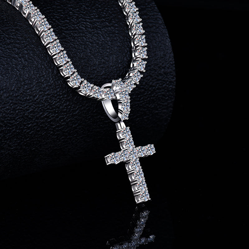 Fully Iced Out Cross Pendant Moissanite Diamond VVS D Color | 925 silver 14k Gold Plated |PASS DIAMOND TESTER!!!