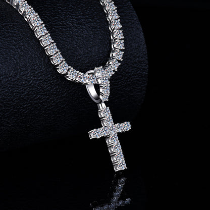 Fully Iced Out Cross Pendant Moissanite Diamond VVS D Color | 925 silver 14k Gold Plated |PASS DIAMOND TESTER!!!