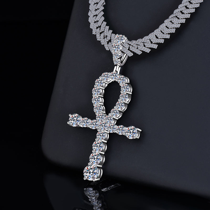 Fully Iced Out Ankh Pendant Moissanite Diamond VVS D Color | 925 silver | PASS DIAMOND TESTER!!!