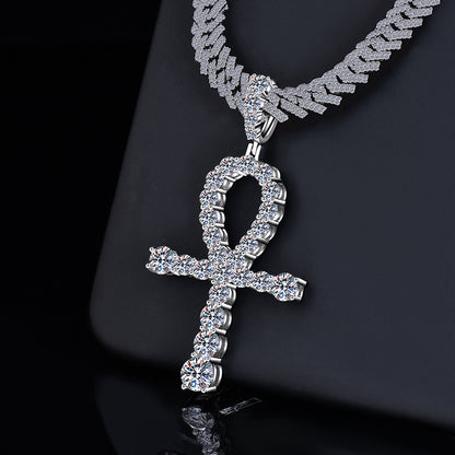 Fully Iced Out Ankh Pendant Moissanite Diamond VVS D Color | 925 silver | PASS DIAMOND TESTER!!!