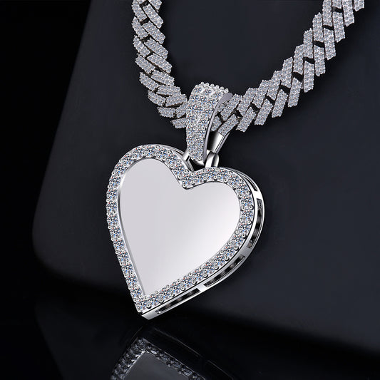 Elegant Heart Shape Moissanite VVS D color Diamond Picture/ Memory Charm | 925 Silver| PASS DIAMOND TESTER!!!