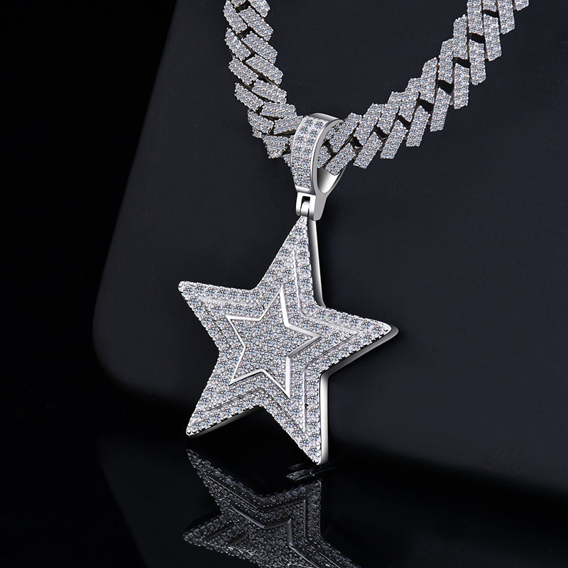Super STAR Iced Out Pendant | Moissanite VVS D Color | 925 silver | PASS DIAMOND TESTER!!!
