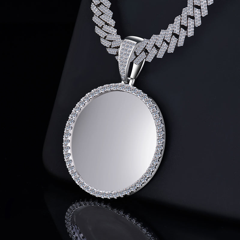 Elegant Round Shape Single Row Moissanite VVS D color 14k Gold Plated / 925 Silver Diamond Picture/ Memory Charm | 925 Silver| PASS DIAMOND TESTER!!!