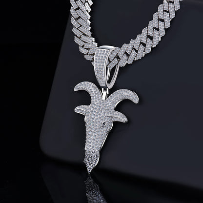 Moissanite Goat Pendant Iced Out