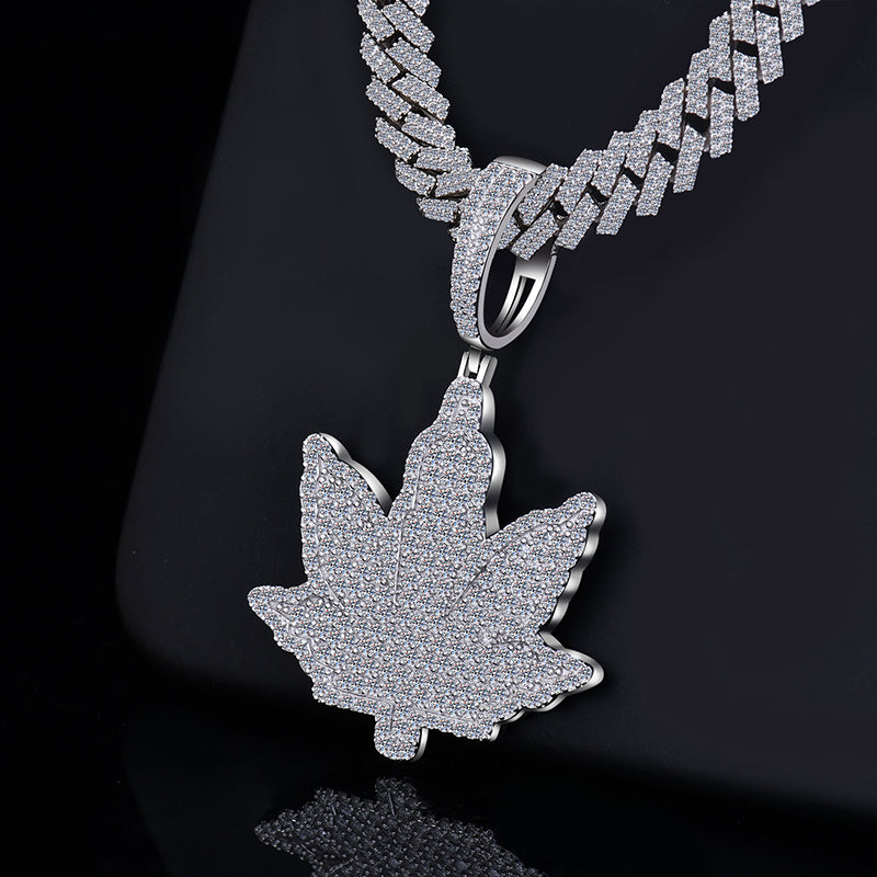 Moissanite Leaf Pendant 