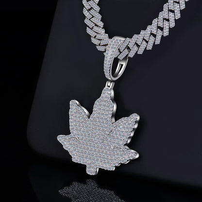 Moissanite Leaf Pendant 