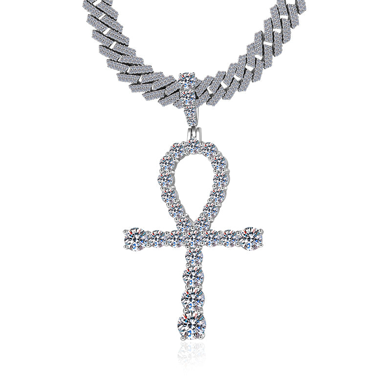 Fully Iced Out Ankh Pendant Moissanite Diamond VVS D Color | 925 silver | PASS DIAMOND TESTER!!!