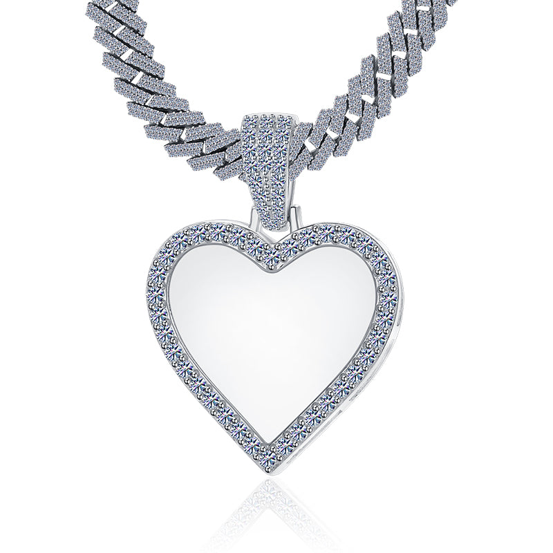 Elegant Heart Shape Moissanite VVS D color Diamond Picture/ Memory Charm | 925 Silver| PASS DIAMOND TESTER!!!