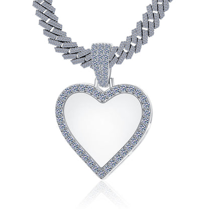 5.7ct VVS D Color moissanite heart memory pendant picture locket free picture fixing solid 925 silver Atlanta