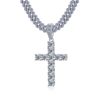 Moissanite cross pendant fully iced out VVS D color GRA certified 925 sterling silver Atlanta Paradise Gems
