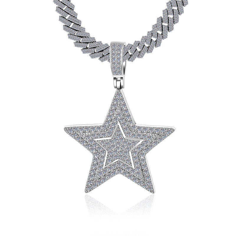 Moissanite star pendant 2CT iced out VVS D color GRA certified 925 sterling silver Atlanta Paradise Gems
