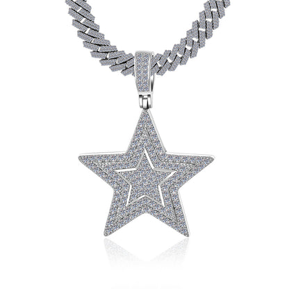 Moissanite star pendant 2CT iced out VVS D color GRA certified 925 sterling silver Atlanta Paradise Gems