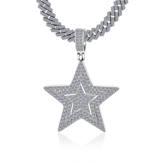 Moissanite star pendant 2CT iced out VVS D color GRA certified 925 sterling silver Atlanta Paradise Gems
