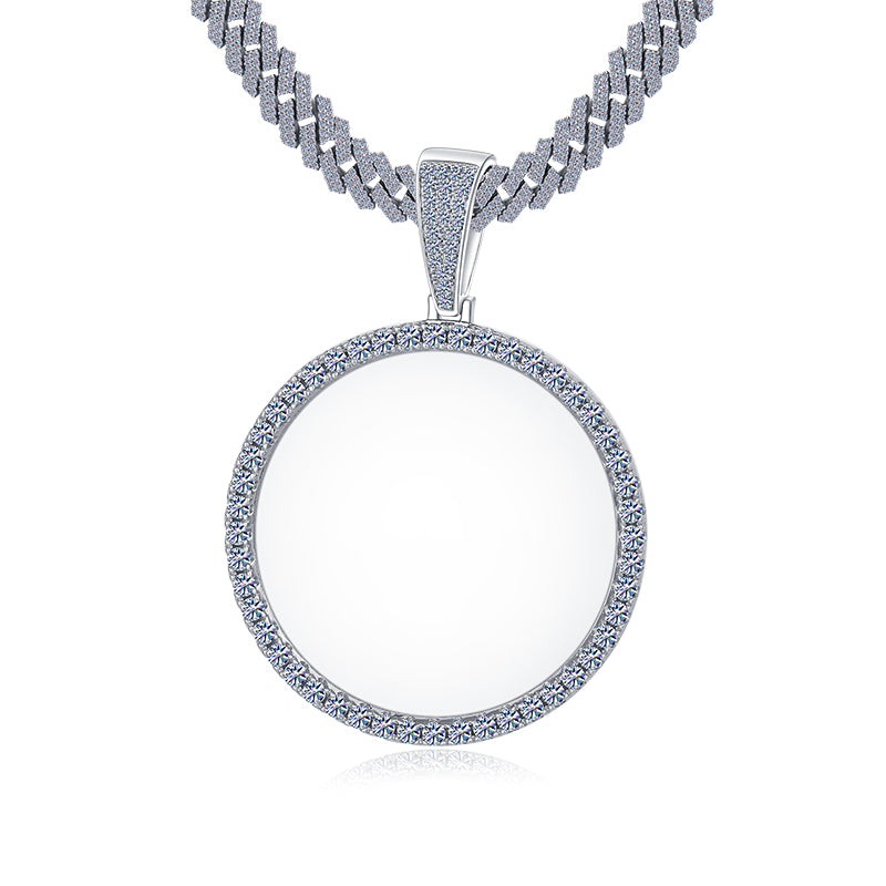 Elegant Round Shape Single Row Moissanite VVS D color Diamond Picture/ Memory Charm | 925 Silver| PASS DIAMOND TESTER!!!