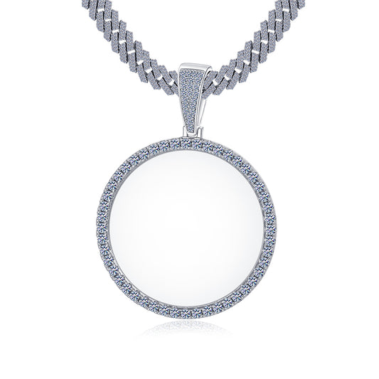 Moissanite iced out memory photo pendant VVS D color GRA certified 925 silver free picture fixing Atlanta