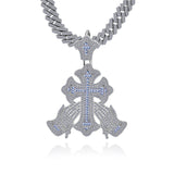 3.97ct VVS D Color moissanite praying hands cross pendant iced out solid 925 silver passes diamond tester Atlanta