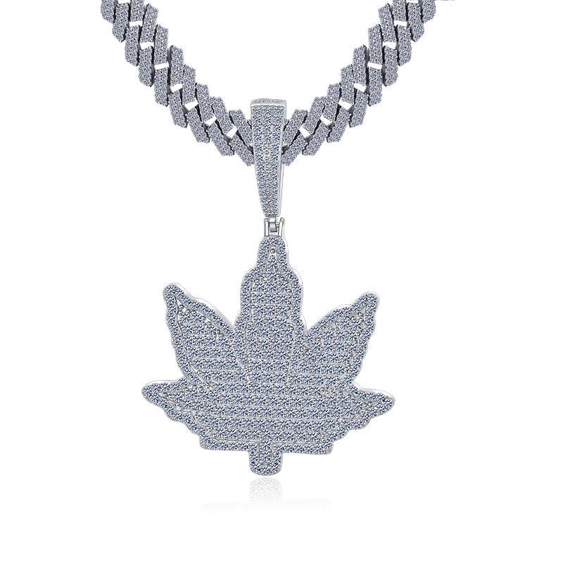 Leaf Charm Hip Hop Style | Moissanite Diamond VVS D Color | 925 Silver | PASS DIAMOND TESTER!!!