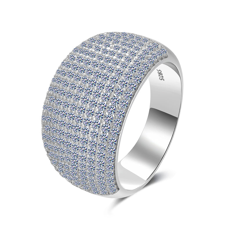Mens moissanite 11-row iced wedding band 2.3CT VVS D color GRA certified 925 silver Atlanta Paradise Gems