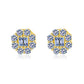 Double Baguette  Flower Shape Halo Moissanite Earrings 14K Gold Plated/ Real Silver 925 - 8MM | PASS DIAMOND TESTER!!