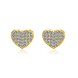 Moissanite 3D heart iced out stud earrings VVS D color GRA certified 925 sterling silver Atlanta Paradise Gems