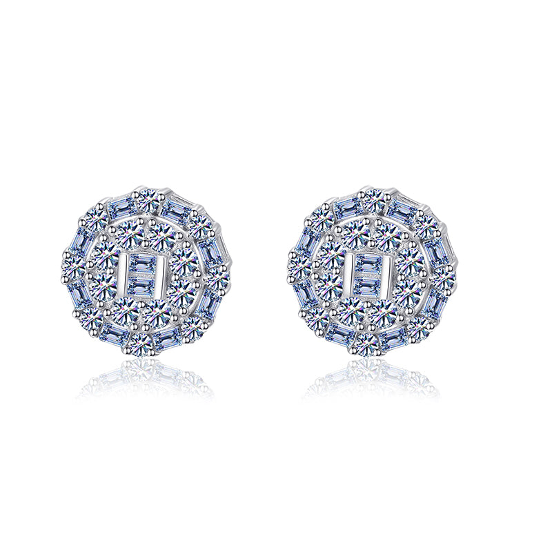 Moissanite Diamond VVS D Color "Shine Bright Like a Diamond" Iced Out Earrings Real Silver 925 10MM | PASS DIAMOND TESTER