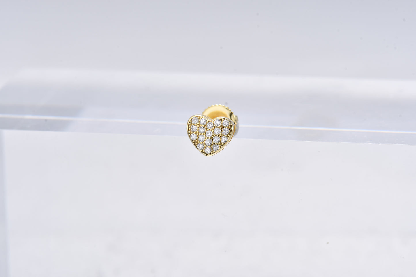 Moissanite Diamond VVS D Color Essence Pave Love Heart Earring 14K Gold Plated /Real Silver 925 7MM | PASS DIAMOND TESTER