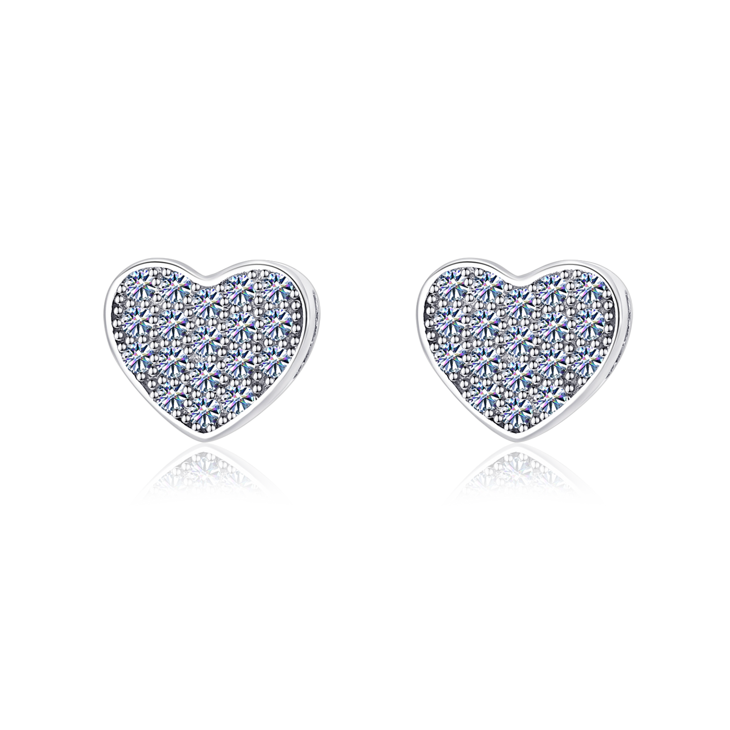 Moissanite Diamond VVS D Color Essence Pave Love Heart Earring 14K Gold Plated /Real Silver 925 7MM | PASS DIAMOND TESTER