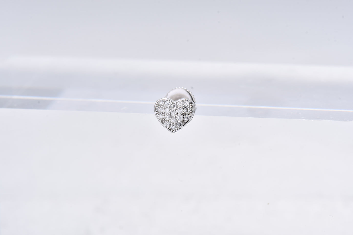 Moissanite Diamond VVS D Color Essence Pave Love Heart Earring 14K Gold Plated /Real Silver 925 7MM | PASS DIAMOND TESTER