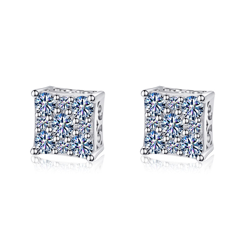 Moissanite Diamond VVS D Color Square Pointer Earrings 14K Gold Plated /Real Silver 925 6MM-9MM | PASS DIAMOND TESTER