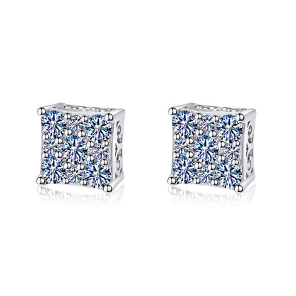 Moissanite Diamond VVS D Color Square Pointer Earrings 14K Gold Plated /Real Silver 925 6MM-9MM | PASS DIAMOND TESTER
