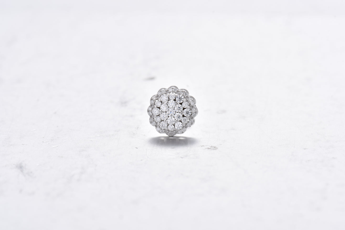 Moissanite Diamond VVS D Color Real Solid Sterling Silver 925 Cluster fine Earring   9.5MM | PASS DIAMOND TESTER