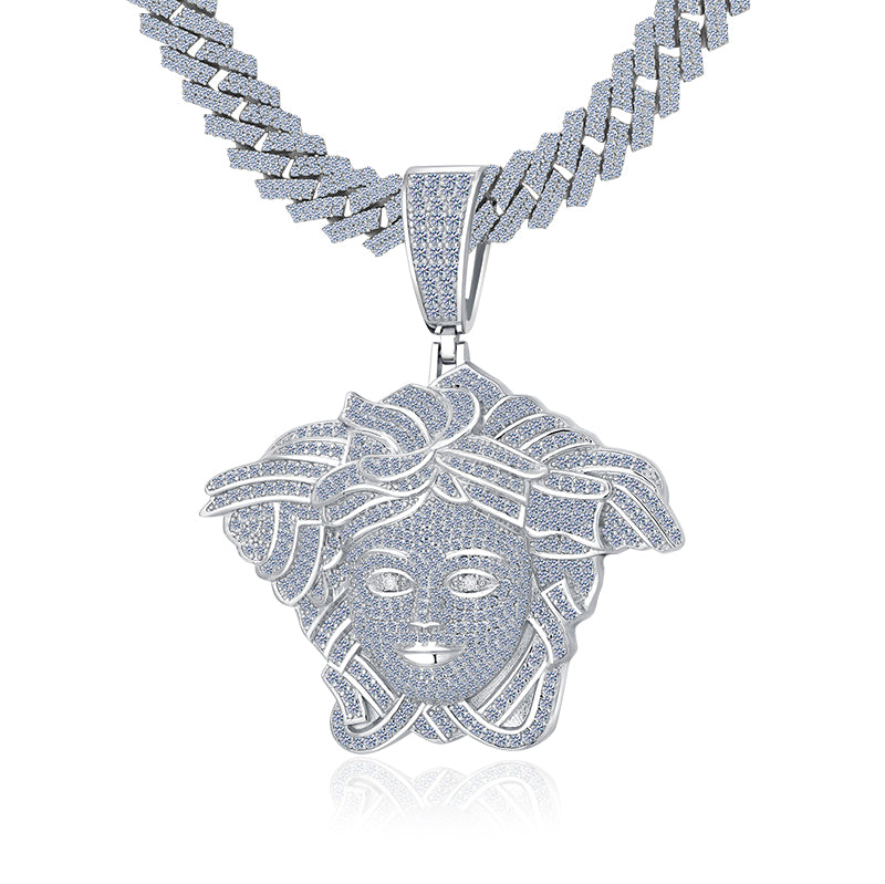 MOISSANITE Medusa Head Iced Out Pendant - Moissanite Diamond VVS D Color | 925 Silver | PASS DIAMOND TESTER!!! | Large 3"
