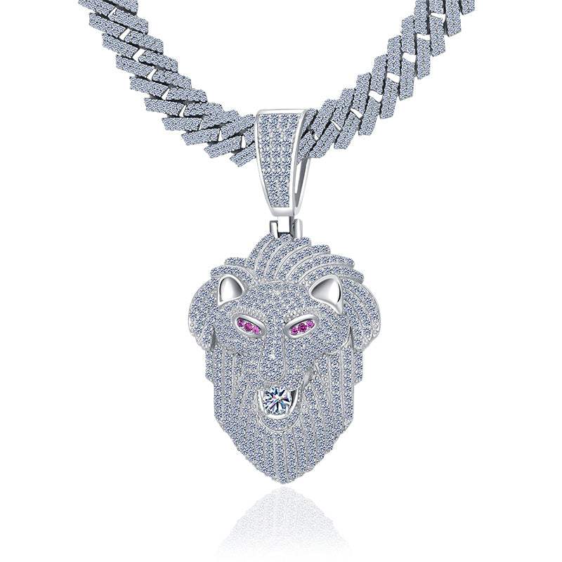 Hip Hop Iced Out Moissanite Diamond VVS D Color Lion Charm |925 Silver | PASS DIAMOND TESTER!!!