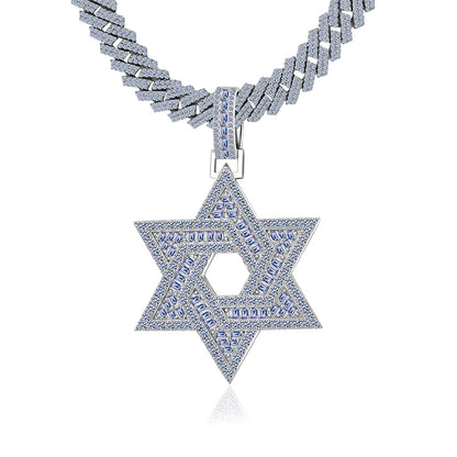 12ct VVS D Color moissanite Star of David pendant iced out solid 925 sterling silver passes diamond tester Atlanta