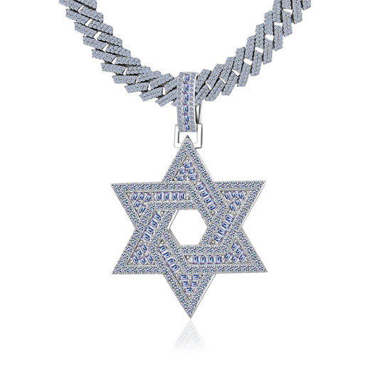12ct VVS D Color moissanite Star of David pendant iced out solid 925 sterling silver passes diamond tester Atlanta