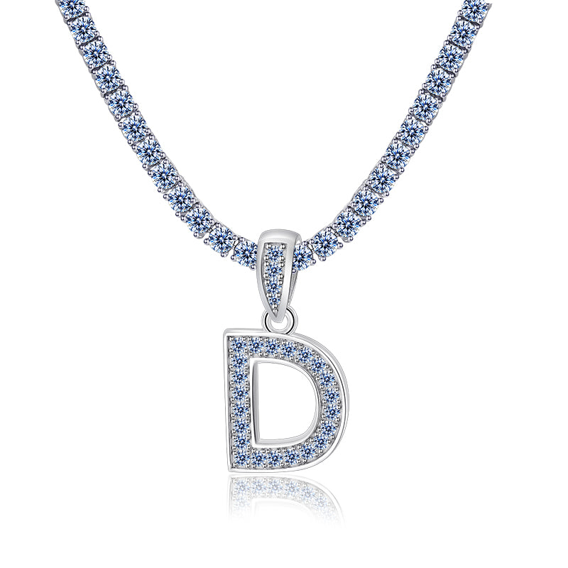 A-Z Letter initials - Alphabet charm with Moissanite VVS D Color with 925 Silver 1.00 CARAT | PASS DIAMOND TESTER!!!! WITH NECKLACE/WITHOUT NECKLACE