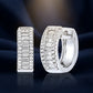 Moissanite Diamond VVS D Color Real Solid Sterling Silver 925 Baguette & Round Triple Row Hoop Earrings 925 Silver/ 14k Gold Plated | PASS DIAMOND TESTER| 14mm