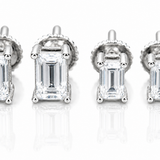 Moissanite emerald cut stud earrings 5MM-6MM screw back VVS D color GRA certified 925 silver Atlanta