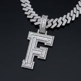 A-Z Letter Initials Baguette Style - Alphabet charm with Moissanite Diamond VVS D Color with 925 Silver 3.50 CARAT | PASSES DIAMOND TESTER!!