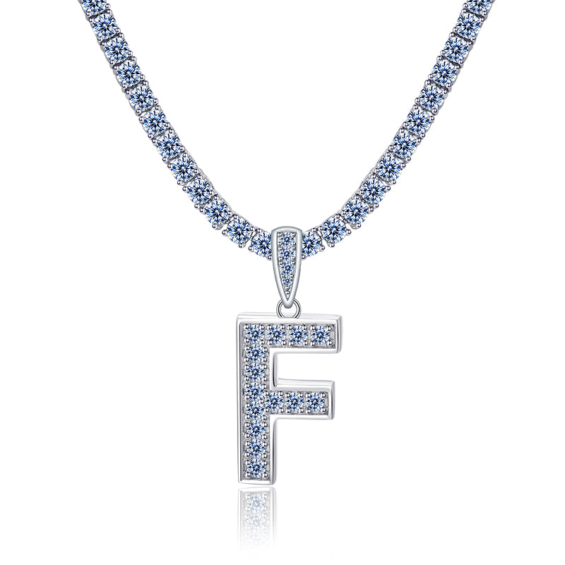 A-Z Letter initials - Alphabet charm with Moissanite VVS D Color with 925 Silver 1.00 CARAT | PASS DIAMOND TESTER!!!! WITH NECKLACE/WITHOUT NECKLACE