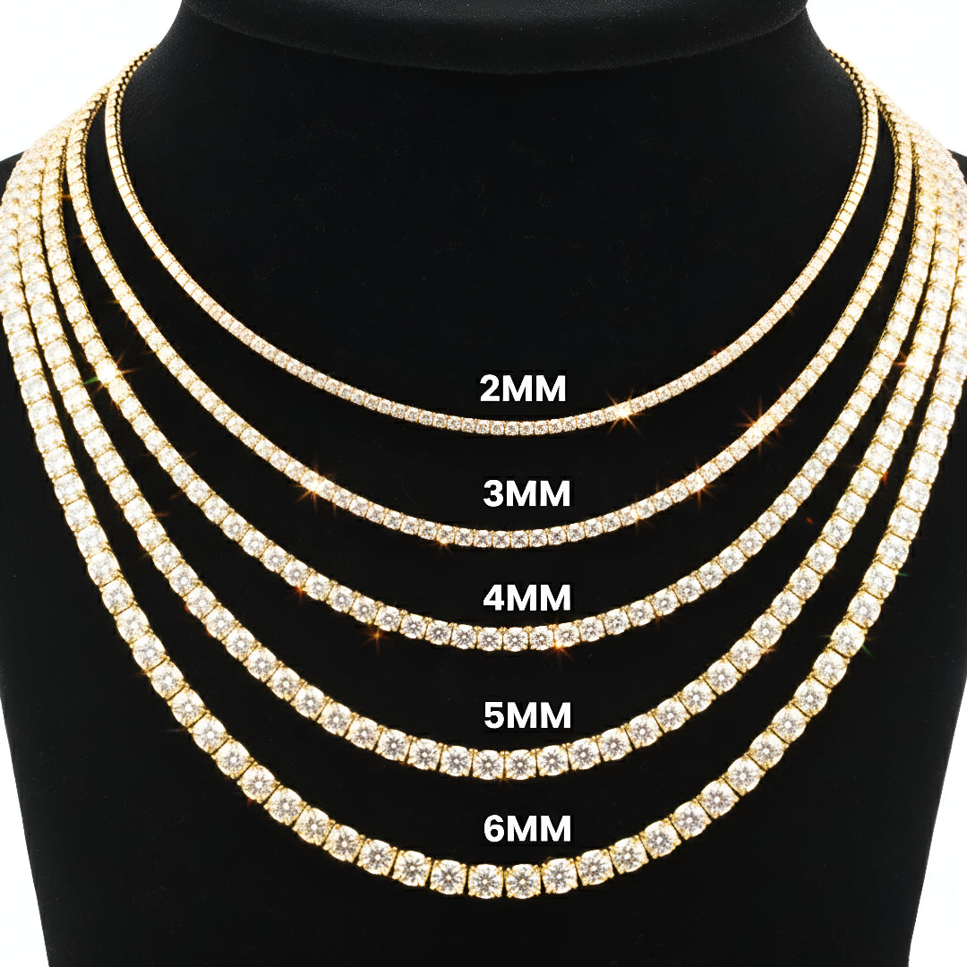 Moissanite Tennis Chain 3MM - 4MM | 14K Gold Plated | 925 SILVER | VVS D COLOR | PASS DIAMOND TESTER!!!!