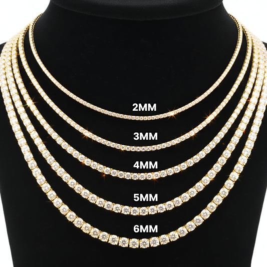 Moissanite Tennis Chain 3MM - 4MM | 14K Gold Plated | 925 SILVER | VVS D COLOR | PASS DIAMOND TESTER!!!!