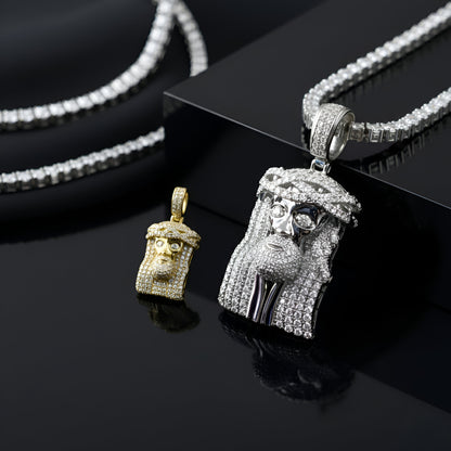Ice out Hip-Hop Jesus Charm VVS D Color Moissanite | 14K Gold Plated - 925 silver | PASS DIAMOND TESTER!!!