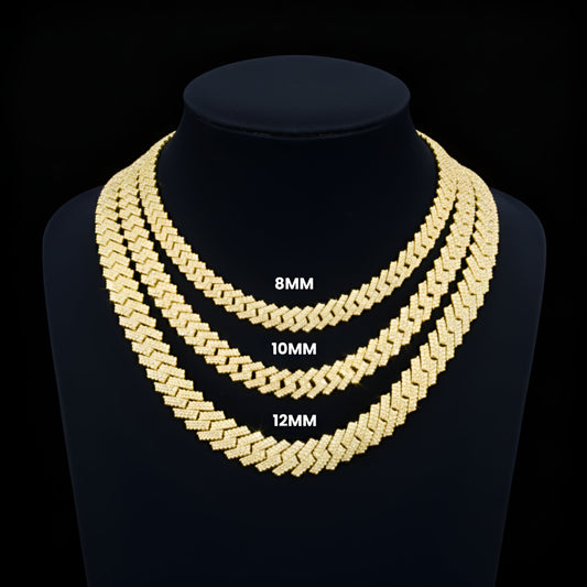 HIP HOP Style Brillant and Shiny CUBAN CHAIN Moissanite VVS D Color Men's/Women's Real 925 Sterling Silver 14K Gold Plated 8MM-12MM | PASS DIAMOND TESTER!!!