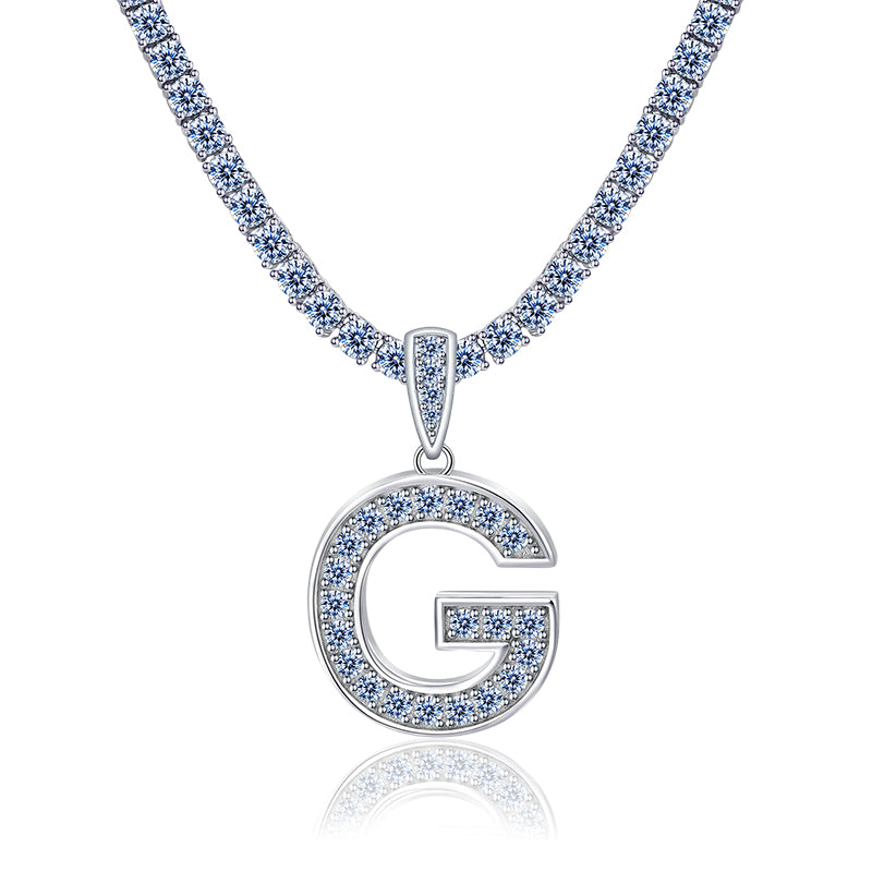 A-Z Letter initials - Alphabet charm with Moissanite VVS D Color with 925 Silver 1.00 CARAT | PASS DIAMOND TESTER!!!! WITH NECKLACE/WITHOUT NECKLACE