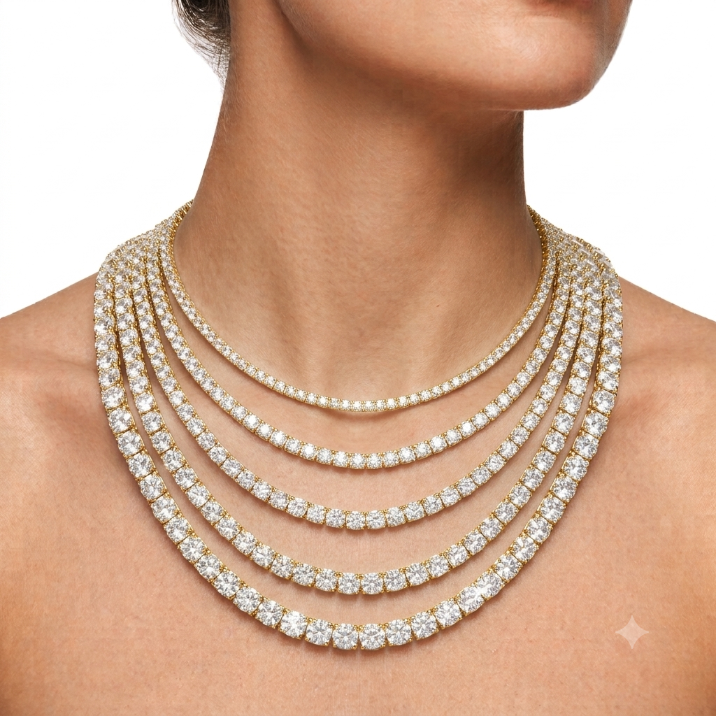 Moissanite Tennis Chain 4MM 14K Gold