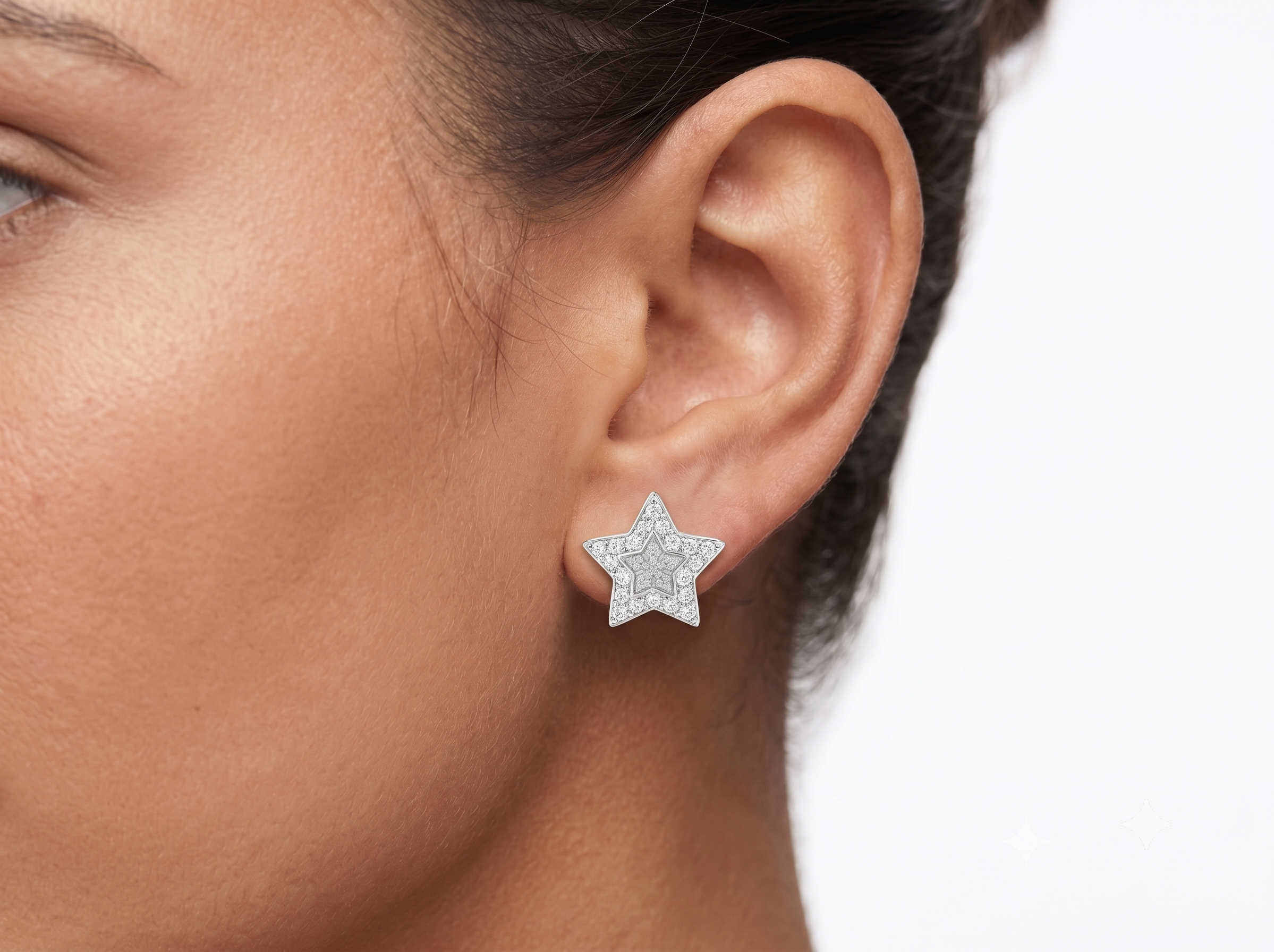 Moissanite Star Stud Earrings Men & Women