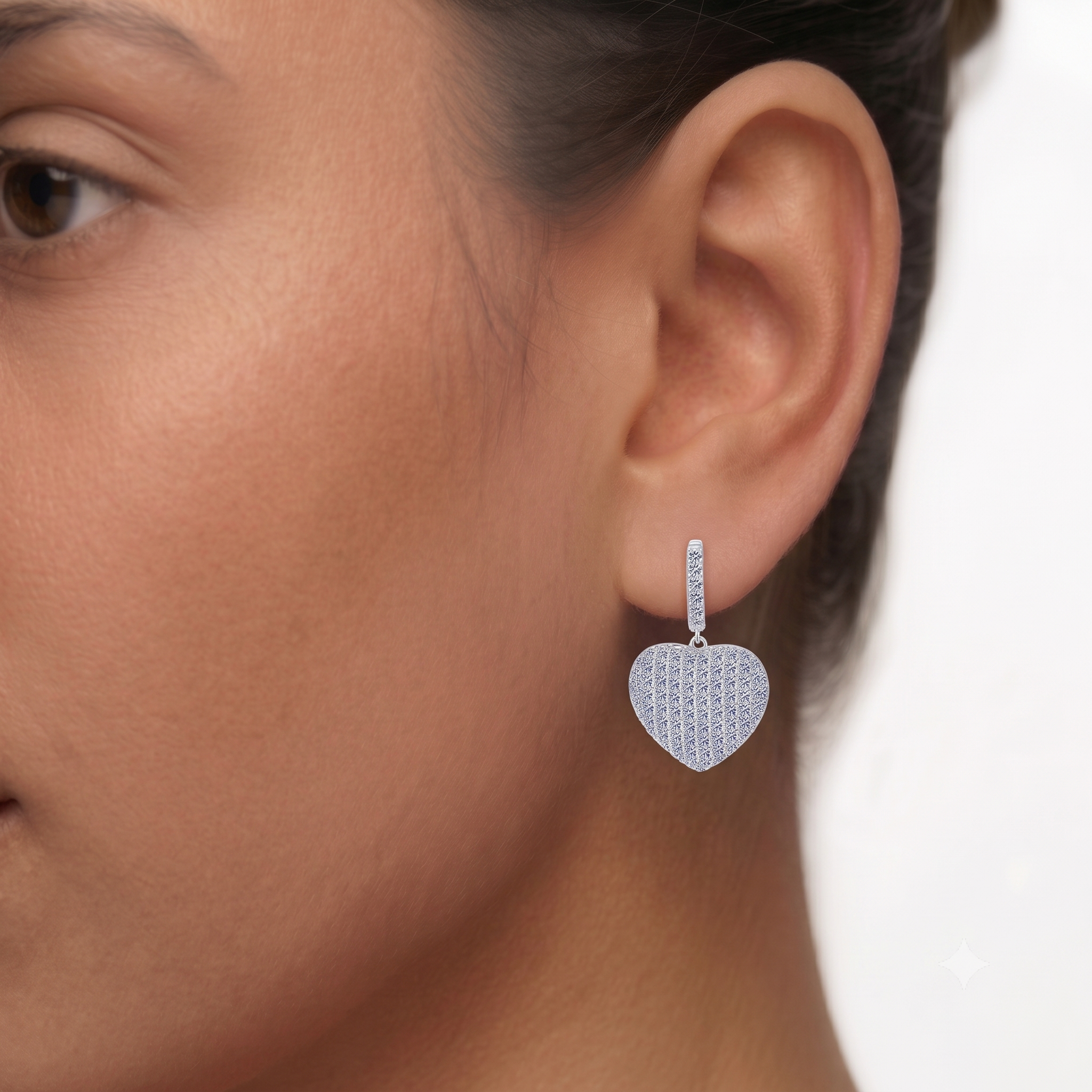 Moissanite Heart Drop Earrings Atlanta