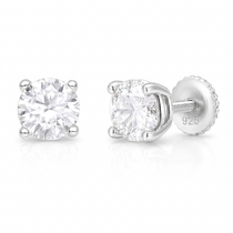 Moissanite Solitaire Stud Earrings 0.5-6CT, VVS D Color moissanite in 925 sterling silver.