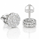 Moissanite Double Baguette Halo Earrings 8MM